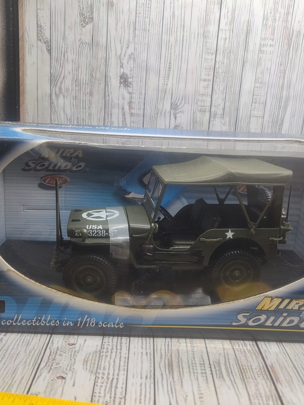 US Army 1/18 Jeep Willy Diecast Mira By Solido. New Old Stock In Original Box